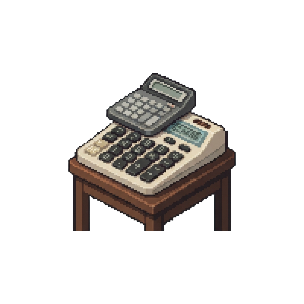 A Professional Accountant Desk Piled with High-stack Calculators