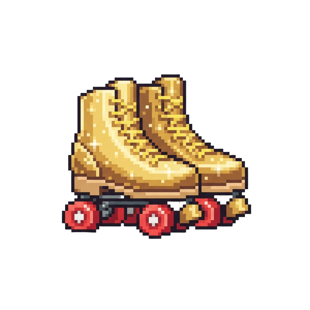 A Shiny Pair of Sparkly Golden Roller Skates