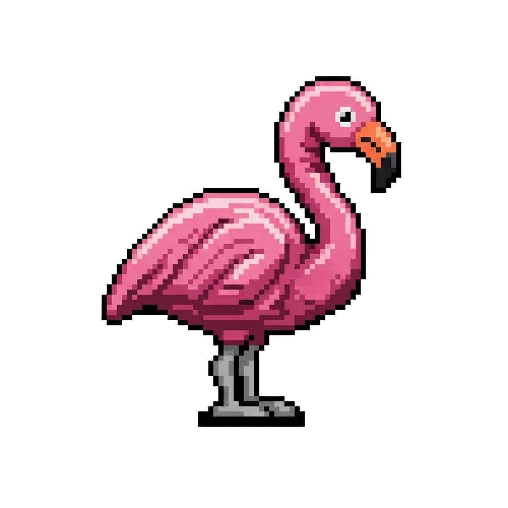 A Funny Wrinkled Plastic Flamingo