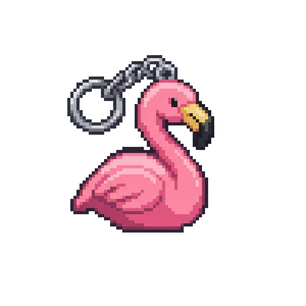 A Pink Plastic Flamingo Key-chain