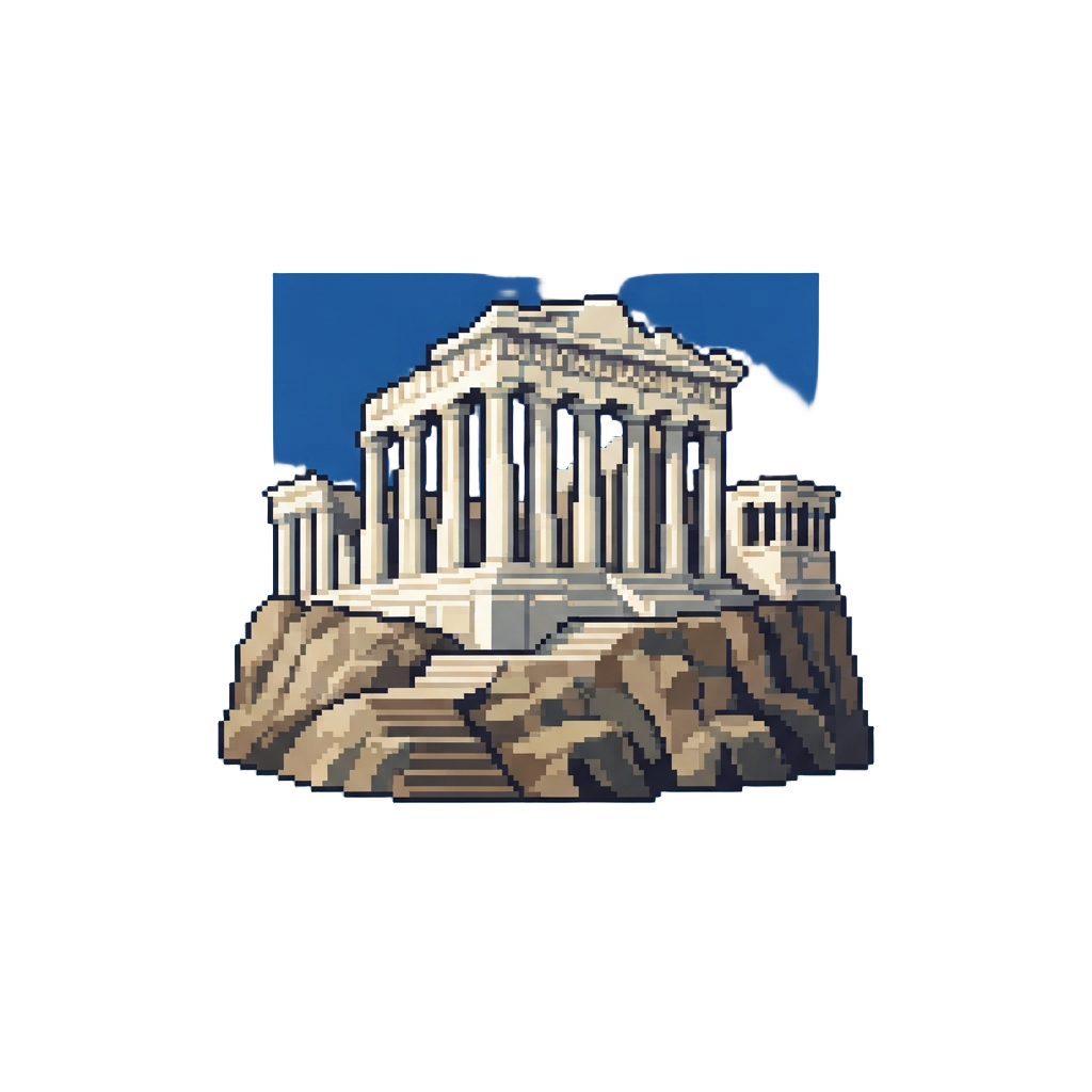 The Gleaming White Marble Ruins of the Acropolis Under Deep Blue Skies in Greece