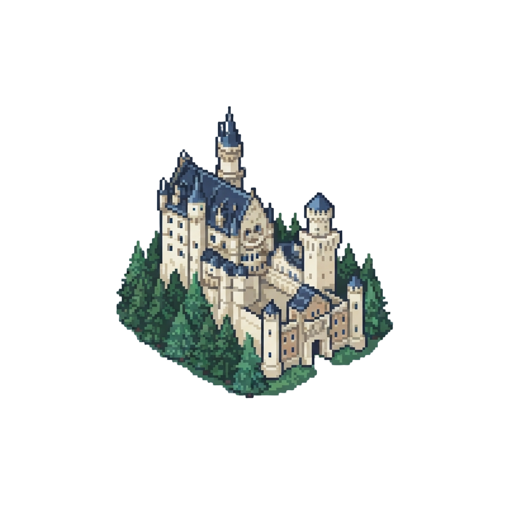 The Fairy-tale Neuschwanstein Castle Surrounded by Bavarian Pine Forests in Germany