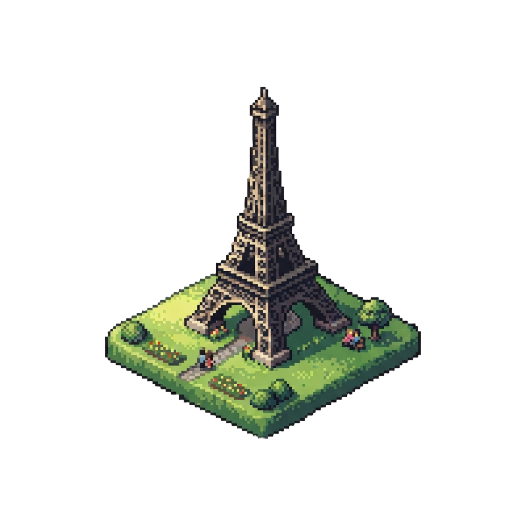 The Sunlit Romantic Lawns Beneath the Eiffel Tower in Paris, France
