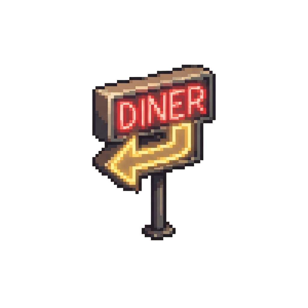 A Bright Neon Diner Sign
