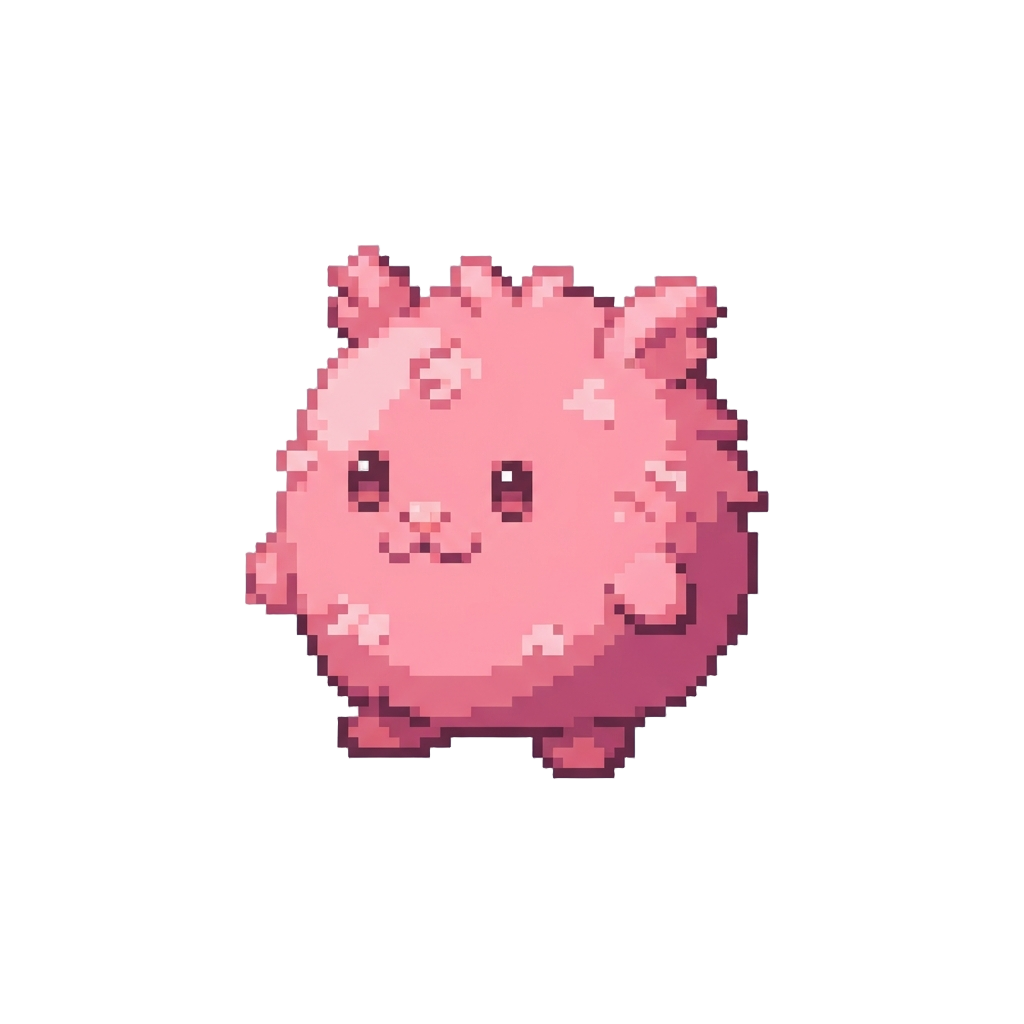 A Fluffy Pink Round Puff Monster