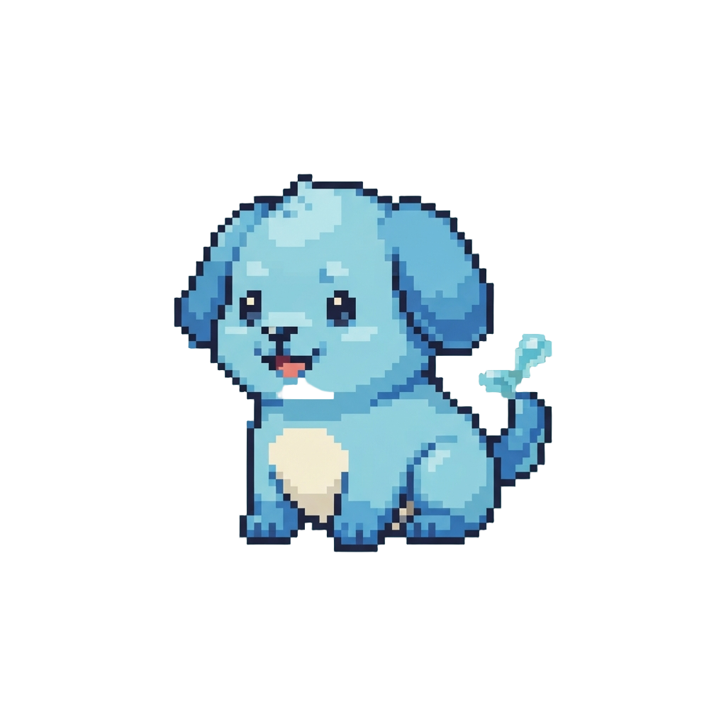 A Playful Little Blue Water Puppy Monster