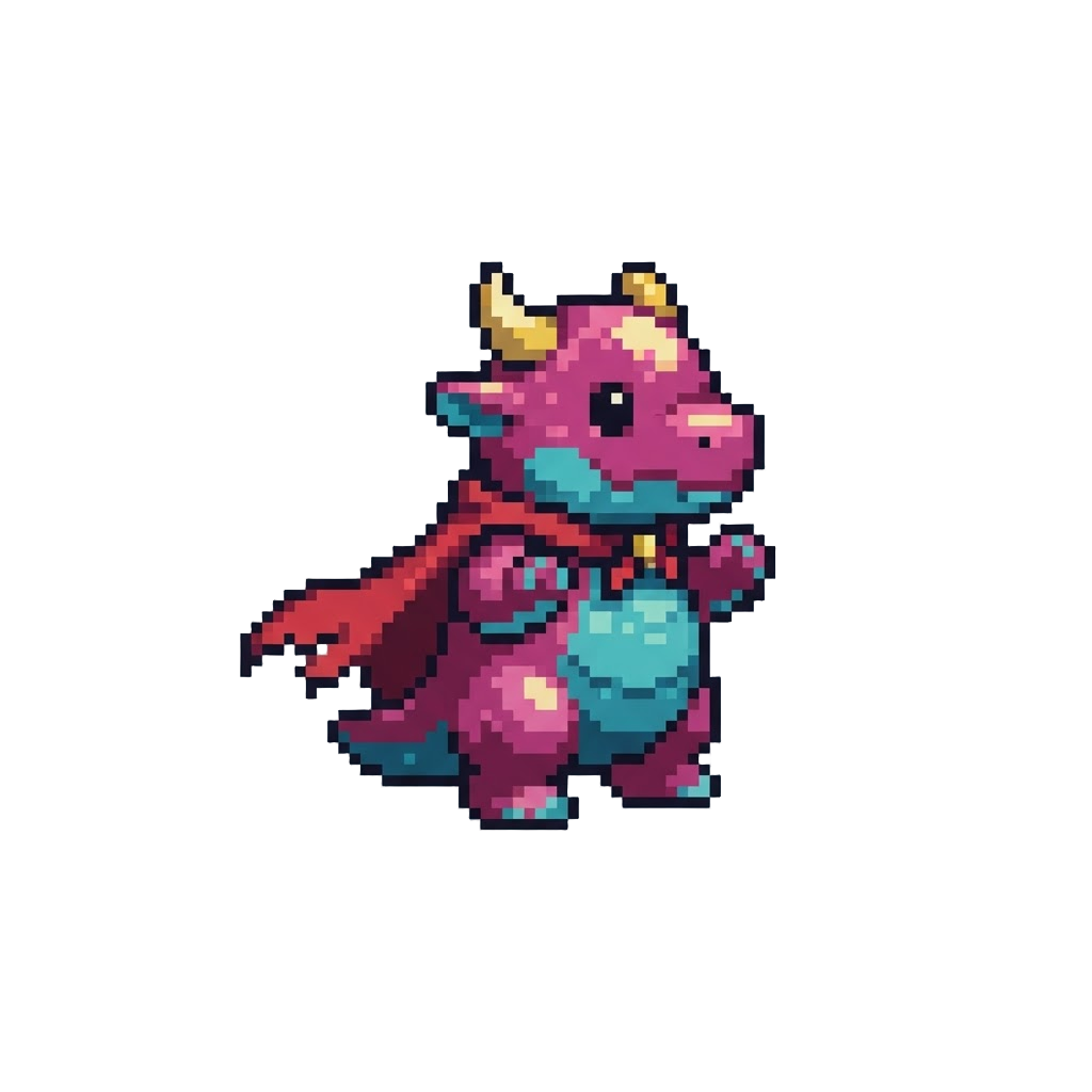A Colorful Vinyl Mini Toy Version of @image1 in a Tiny Cape