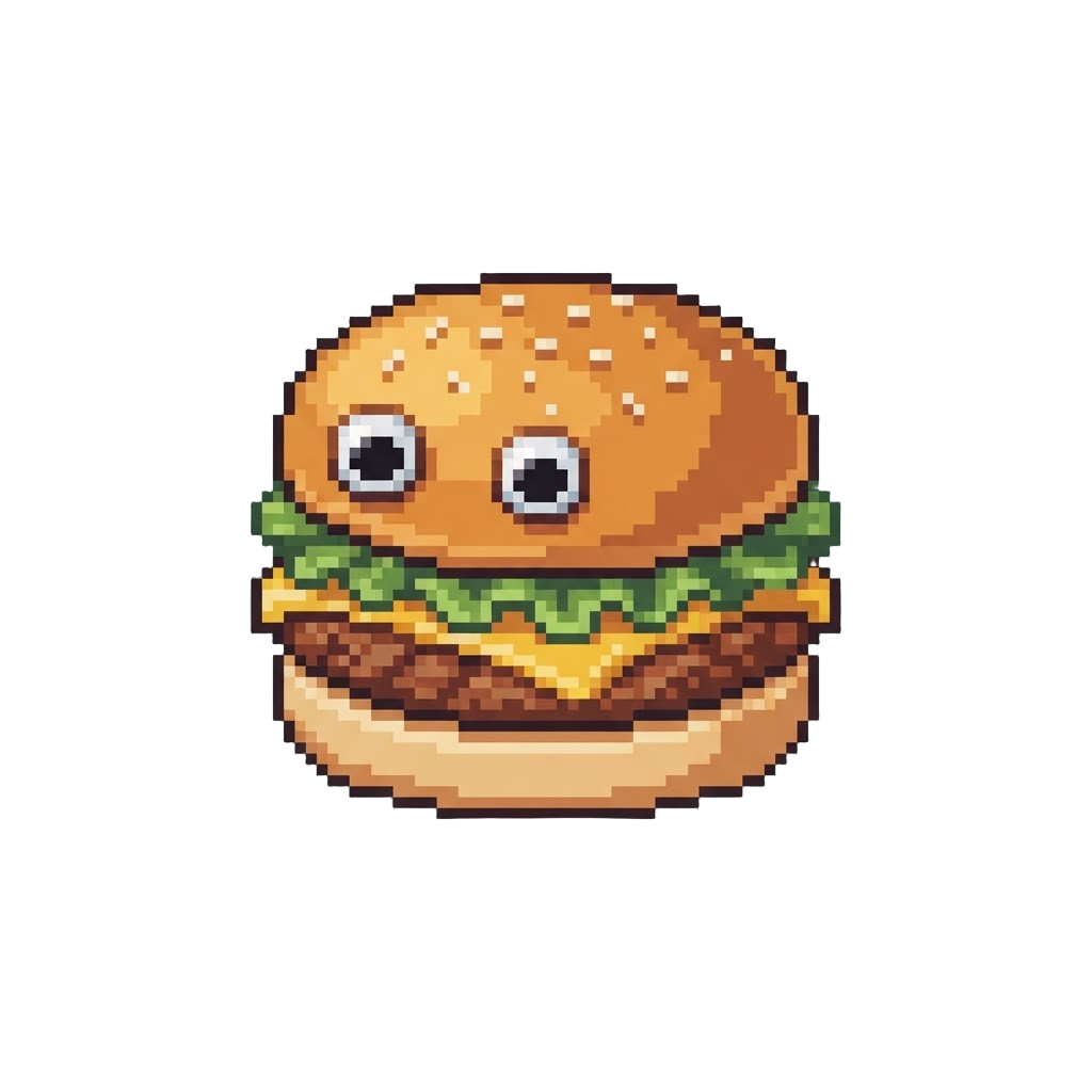 A Miniature Plastic Burger with Googly Eyes