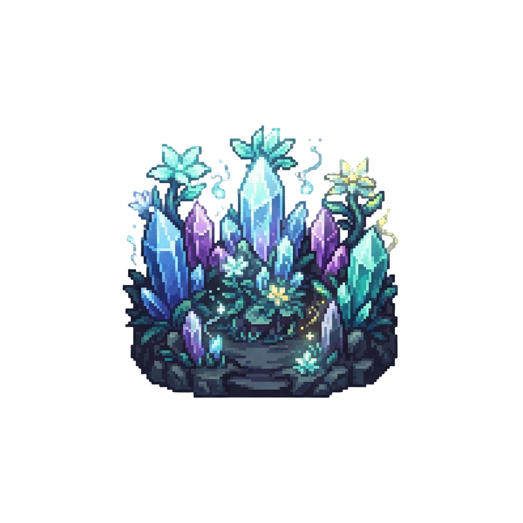 An Enchanted Crystal Forest with Towering Luminous Flora and Floating Spirit Lights