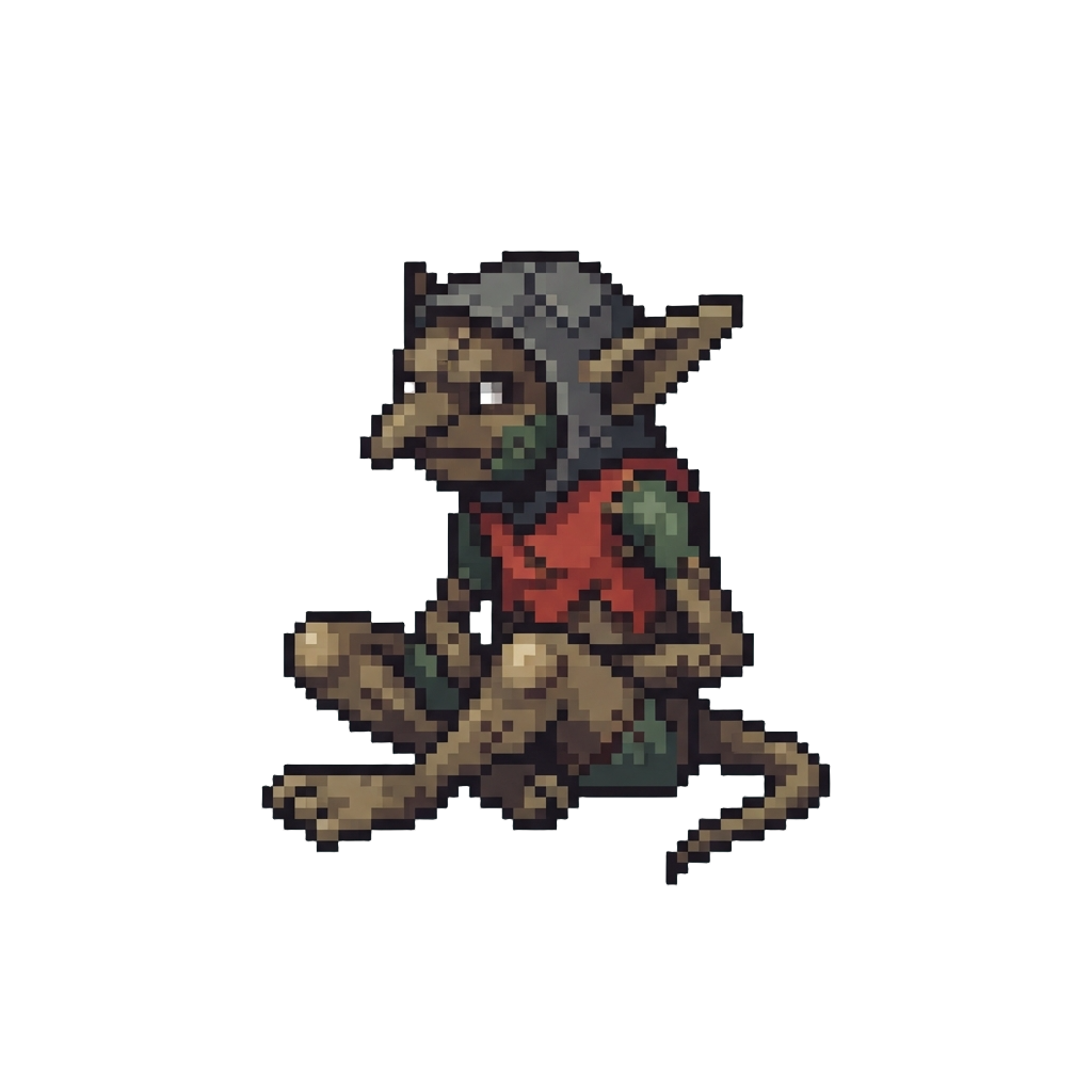 A Scrawny Patchwork Gremlin with Knobby Knees