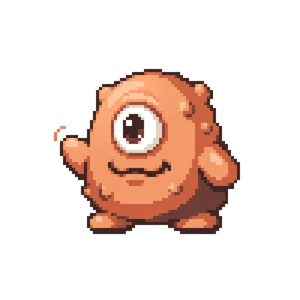 A Chubby One-eyed Cyclops Blob Wobbling Unsteadily
