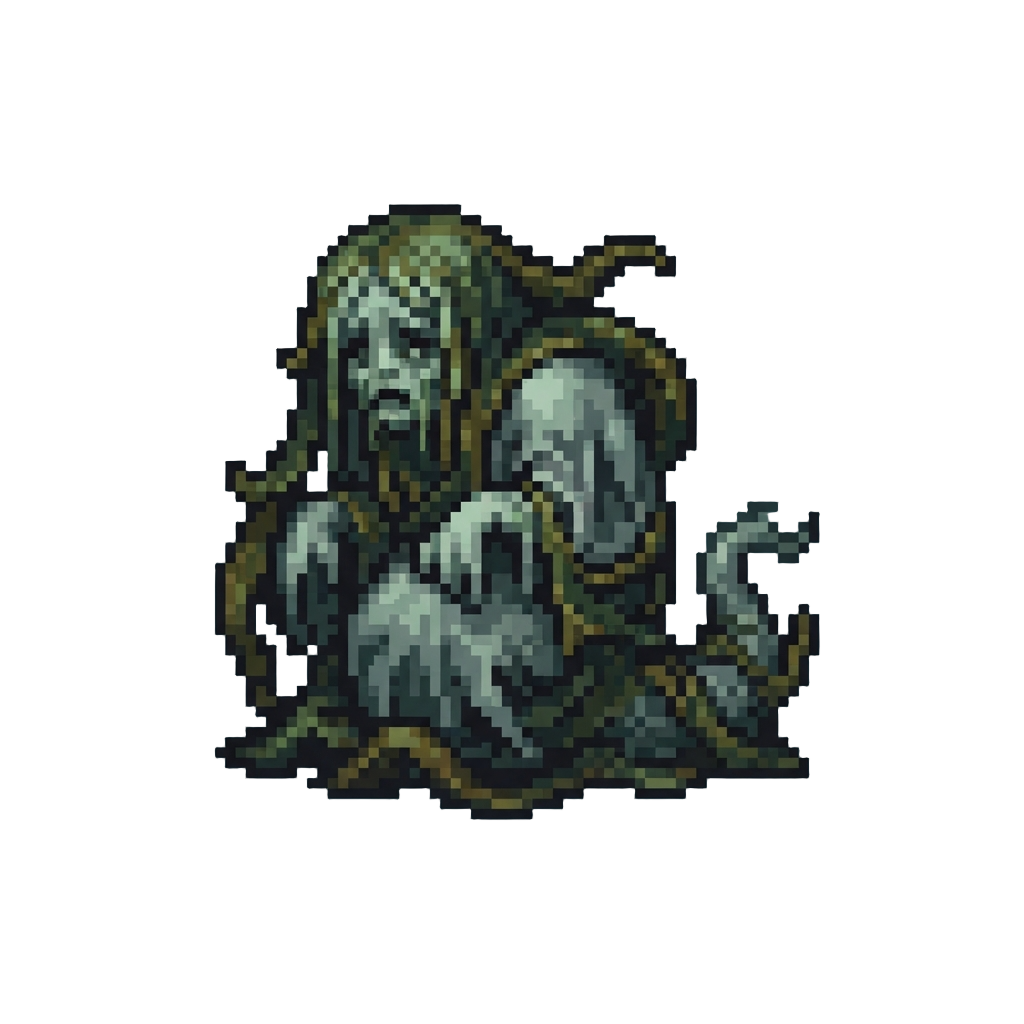 A Waterlogged Bloated Sea-specter Tangled in Rotting Kelp