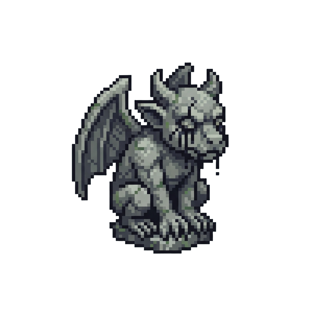 A Winged Cathedral Gargoyle Bleeding Black Oil From Cracked Stone Eyes