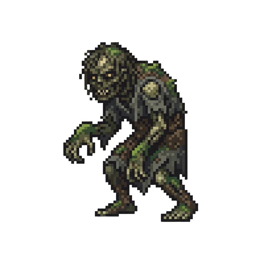 A Moldering Tomb Ghoul Crusted with Grave Earth and Moss