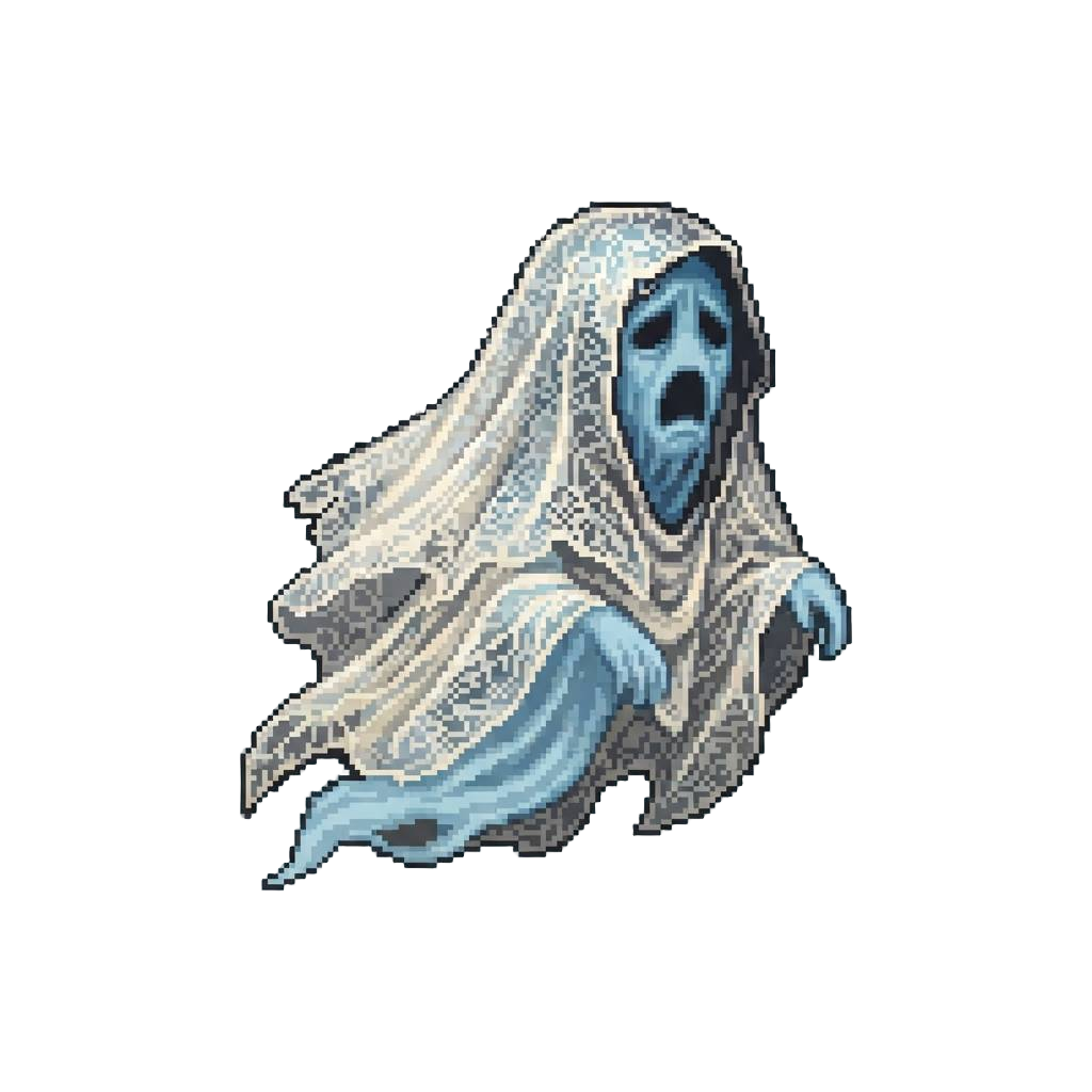A Floating Funeral Specter Wailing Behind Lace Shroud