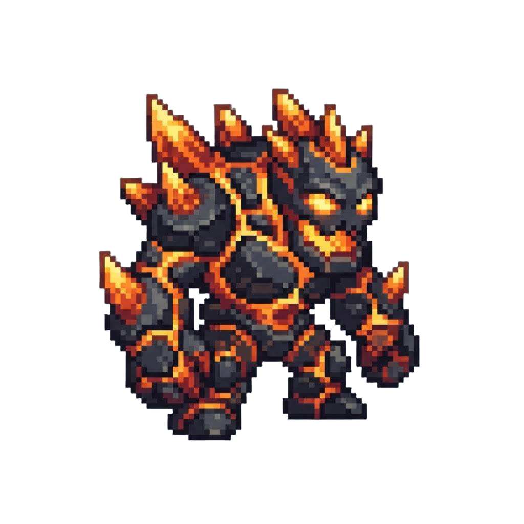 A Spiky Volcanic Molten Golem