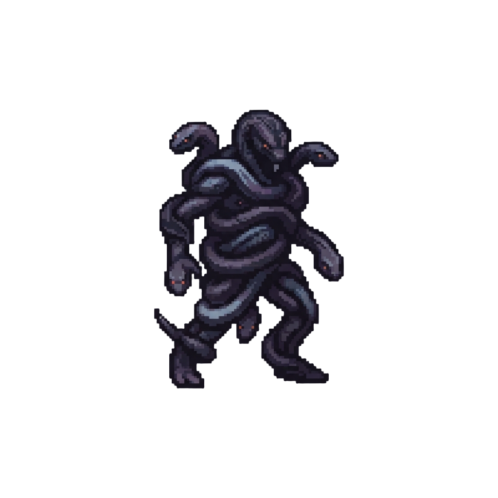 A Writhing Nest of Shadow Serpents Woven Into a Humanoid Silhouette