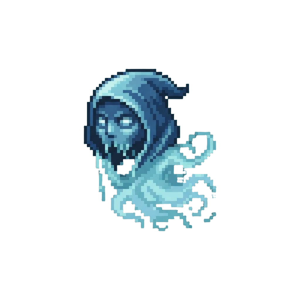 A Floating Ethereal Wraith with Its Lower Face Severed and Dripping Fog