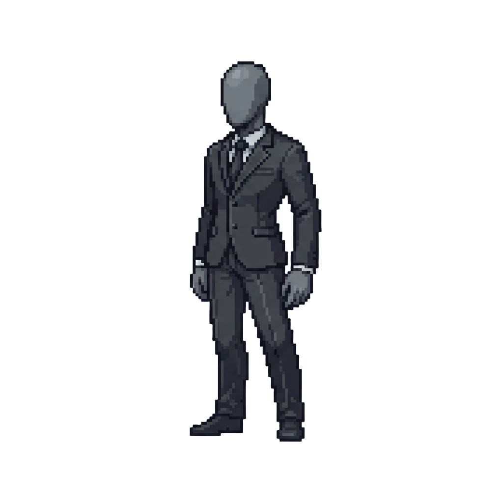 A Towering Smooth-skinned Entity in a Charcoal Suit with No Face
