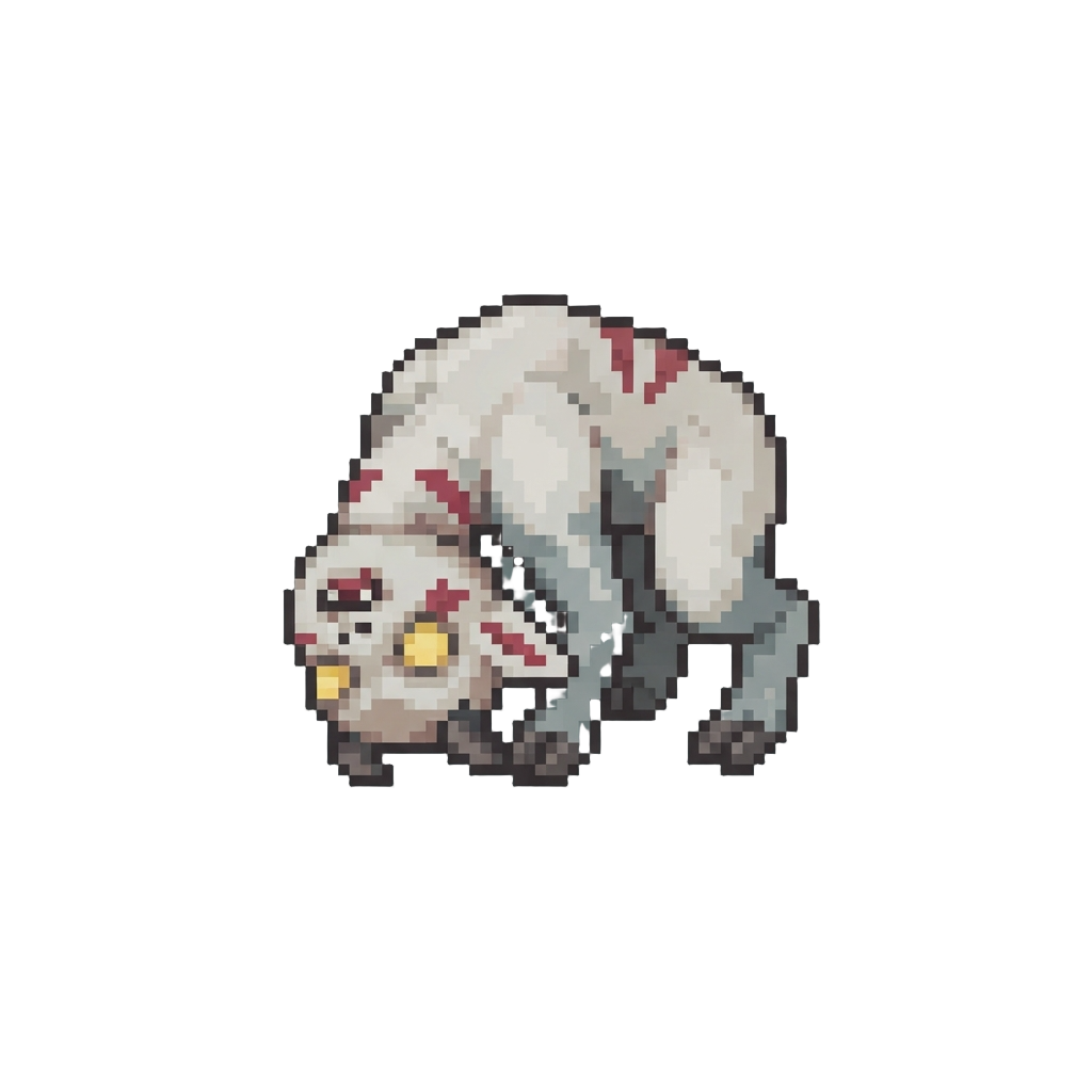 A Pale Quadrupedal Imposter Twisting Its Neck Upside-down