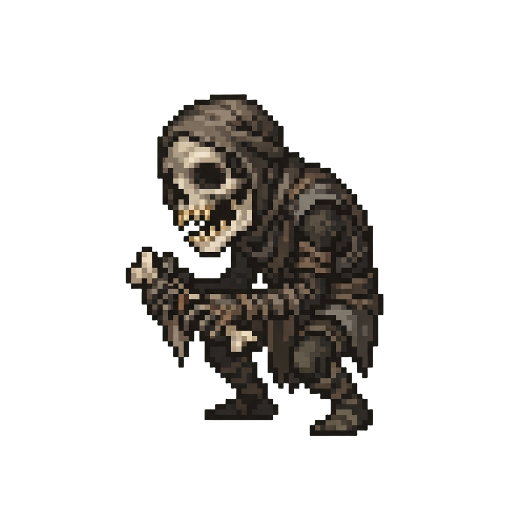 A Rotting Corpse Scavenger with Exposed Jawbones