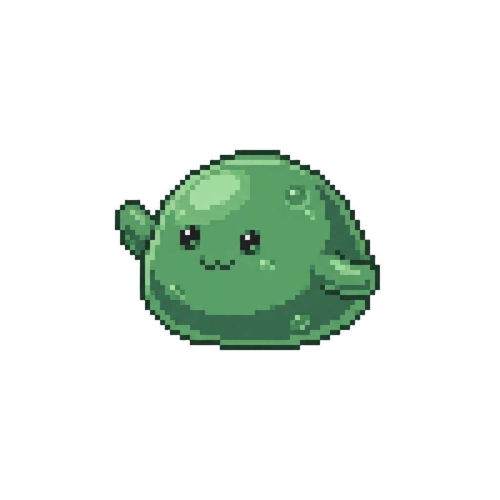 A Round Rubbery Green Blob with Stubby Flailing Arms