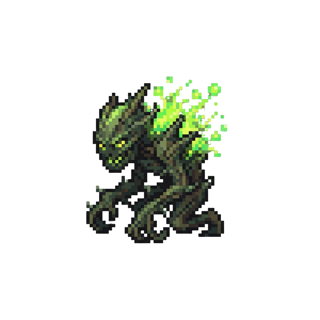 A Rotten Briar-ghoul Sprouted with Toxic Glowing Spores