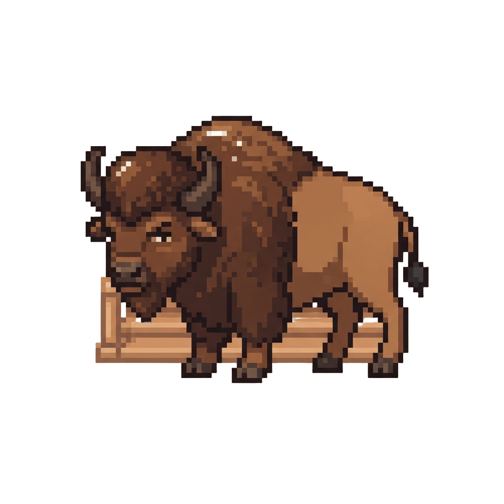 A Confused Wild Bison Wandering Past the Porch