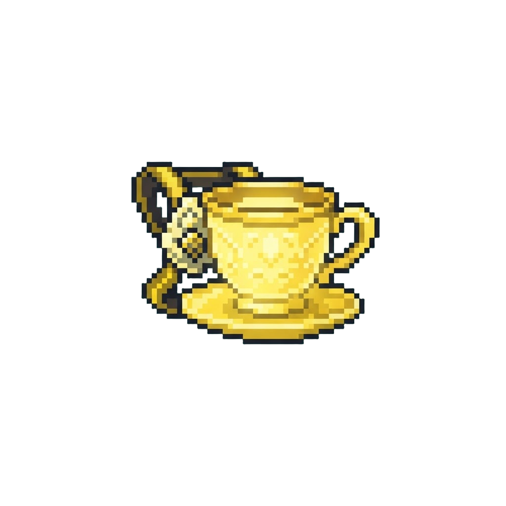 A Glowing Yellow Tea Cup Back Bling