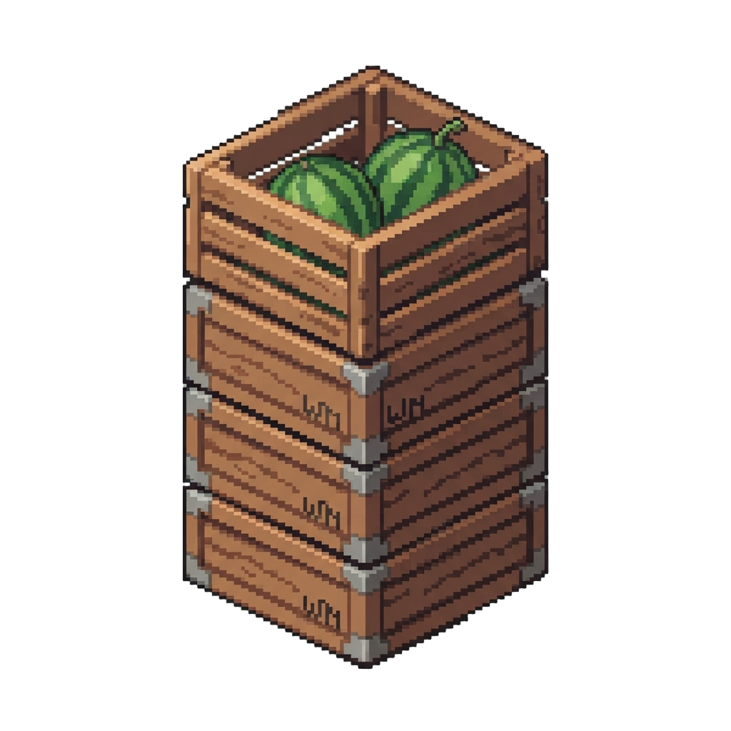A High Stack of Watermelon Crates