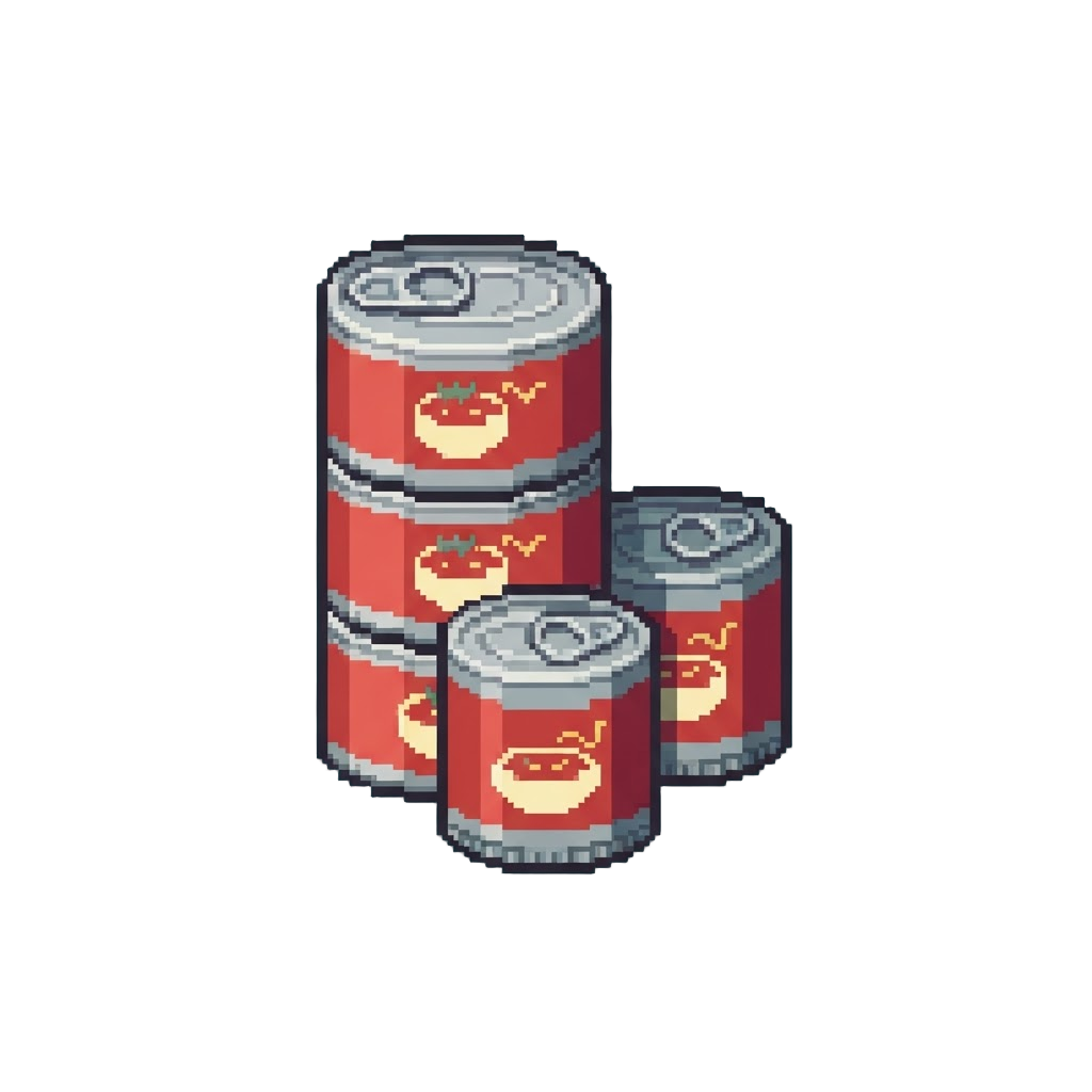 A Towering Display of Canned Soup