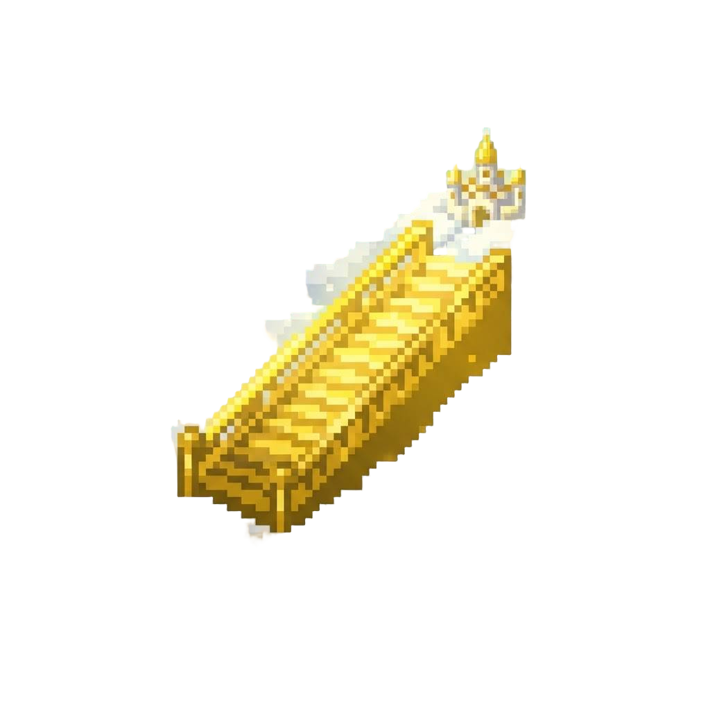 Ethereal Golden Stairs Rising Through Clouds Toward a Sky Kingdom