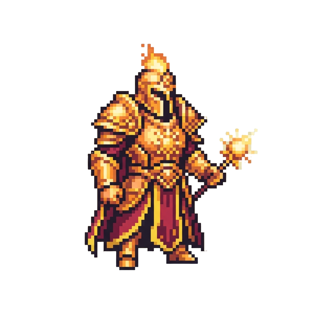 A Glowing Golden Deity Clothed in Solar Armor