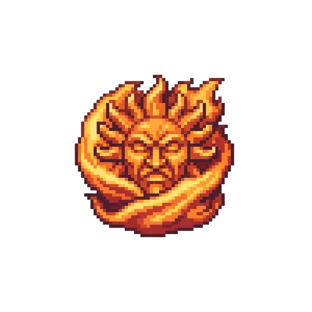 A Fiery Sun God Wrapped in Swirling Flames