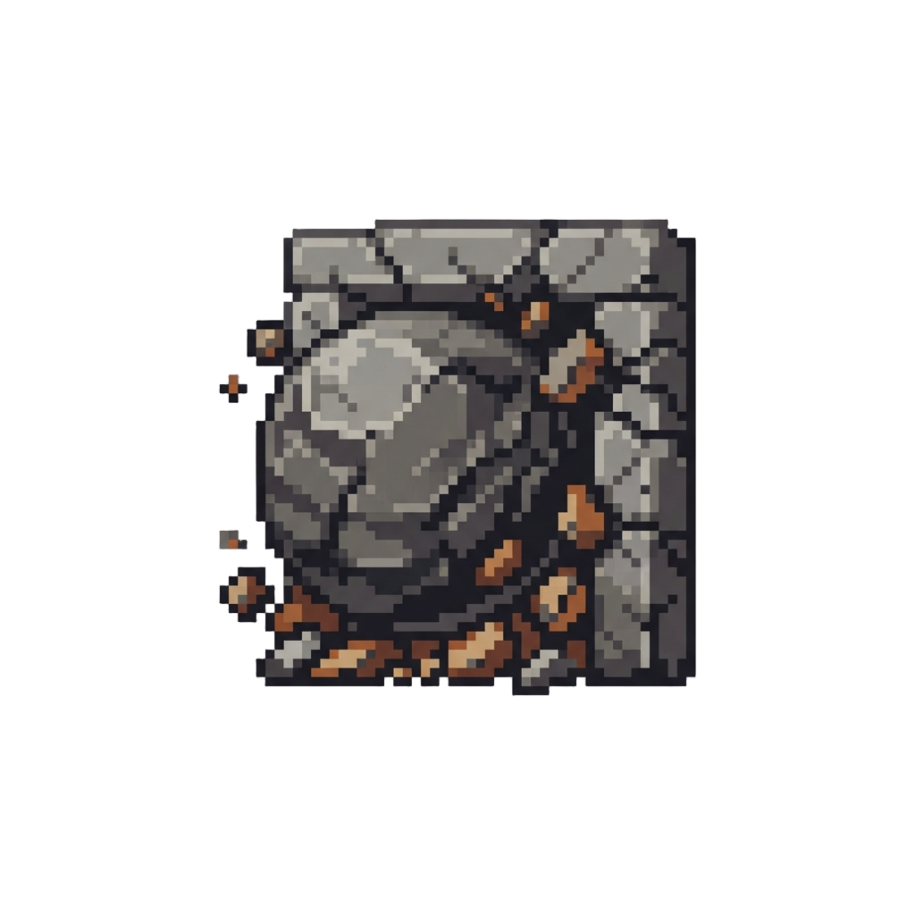 A Gigantic Rolling Boulder Bursting Through a Stone Doorway