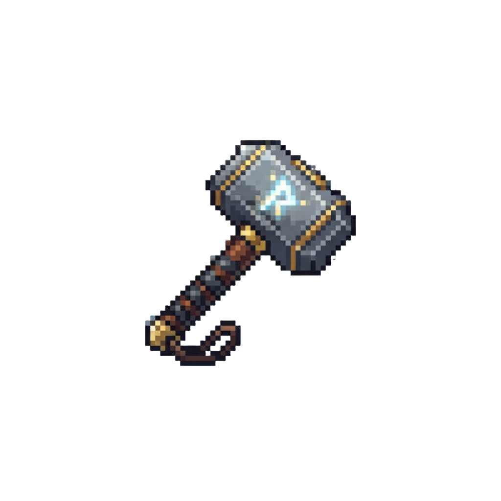 Thor Brandishing a Miniature Glowing Thunder Hammer