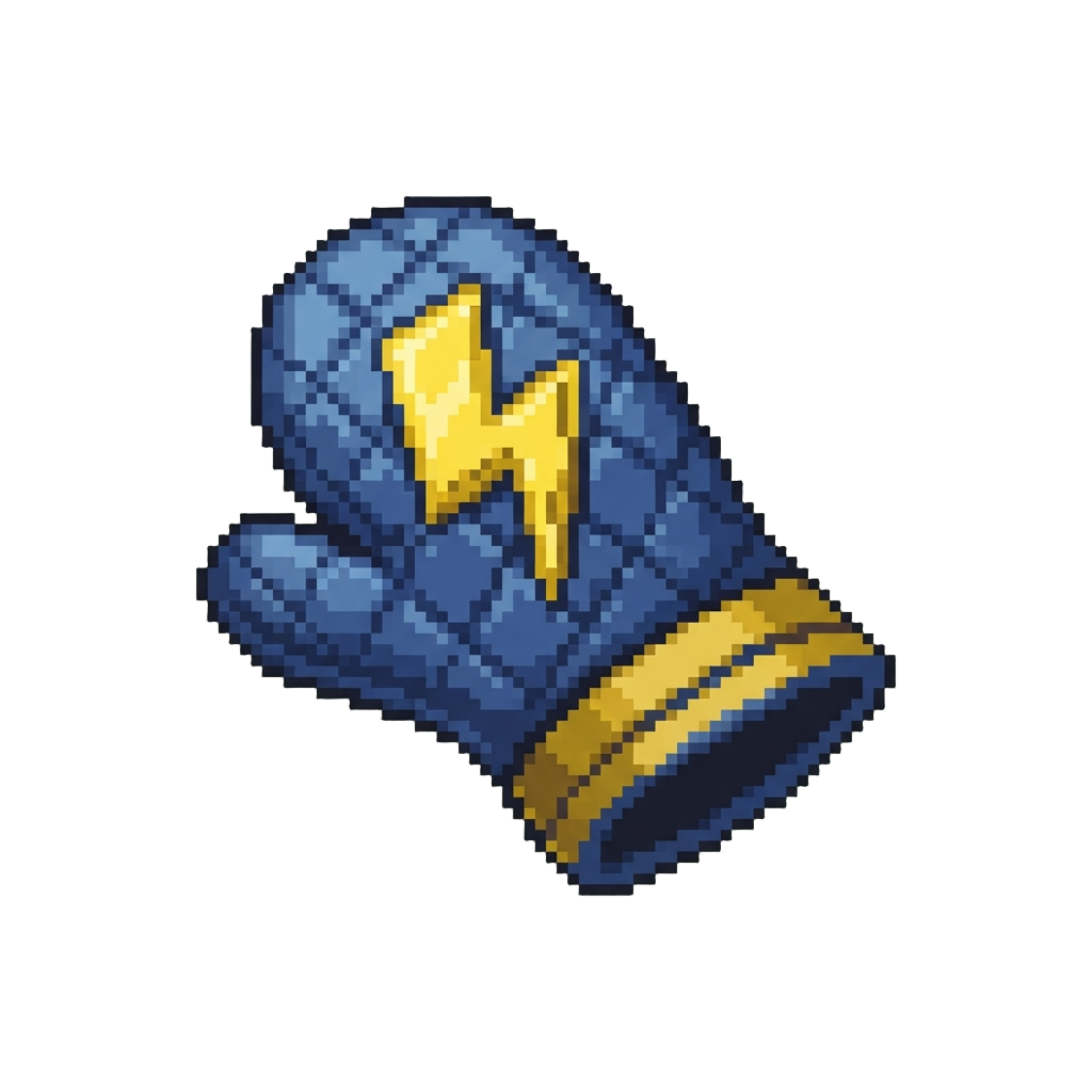 Quilted Oven Mitt Power Gloves with Felt Lightning Bolts