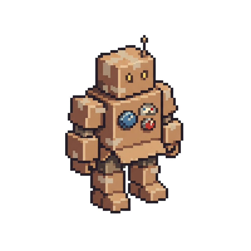 A Taped Cardboard Robot Suit with Bottle-cap Dials