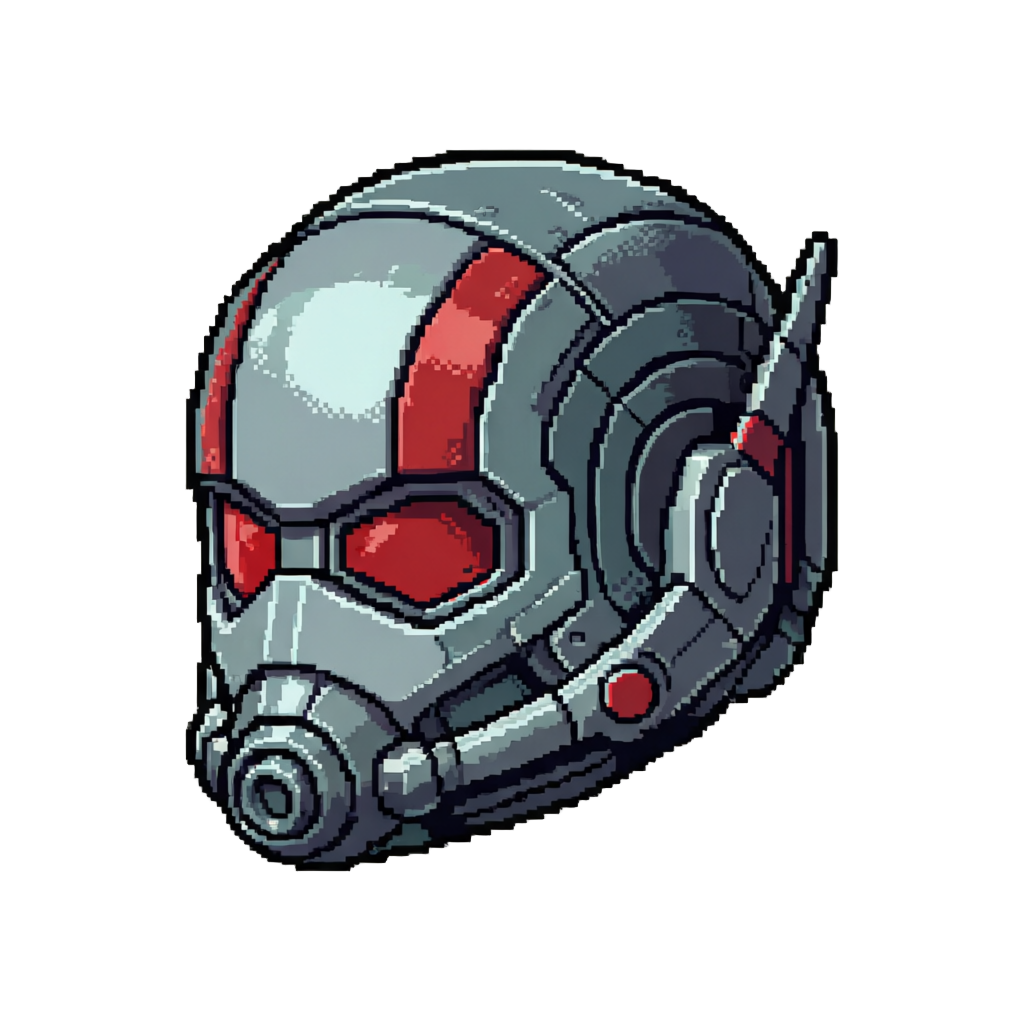 Ant-man in a High-tech Helmet with Miniature Regulator Dials