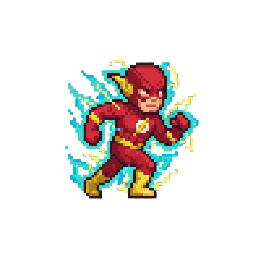 The Flash Surrounded by Crackling Speed-force Sparks