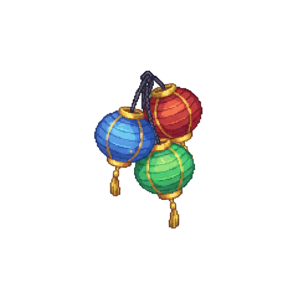 A Cluster of Floating Colorful Paper Lanterns