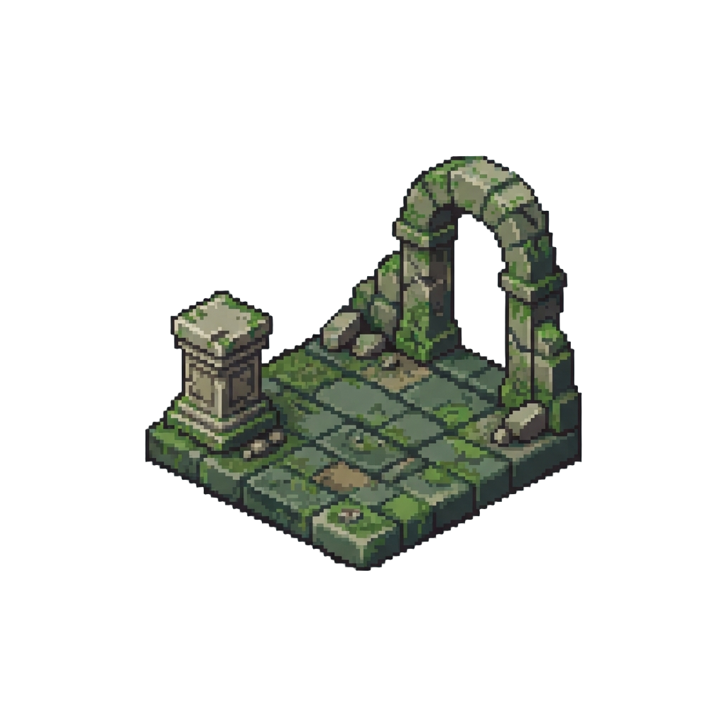 An Ancient Mossy Temple Courtyard
