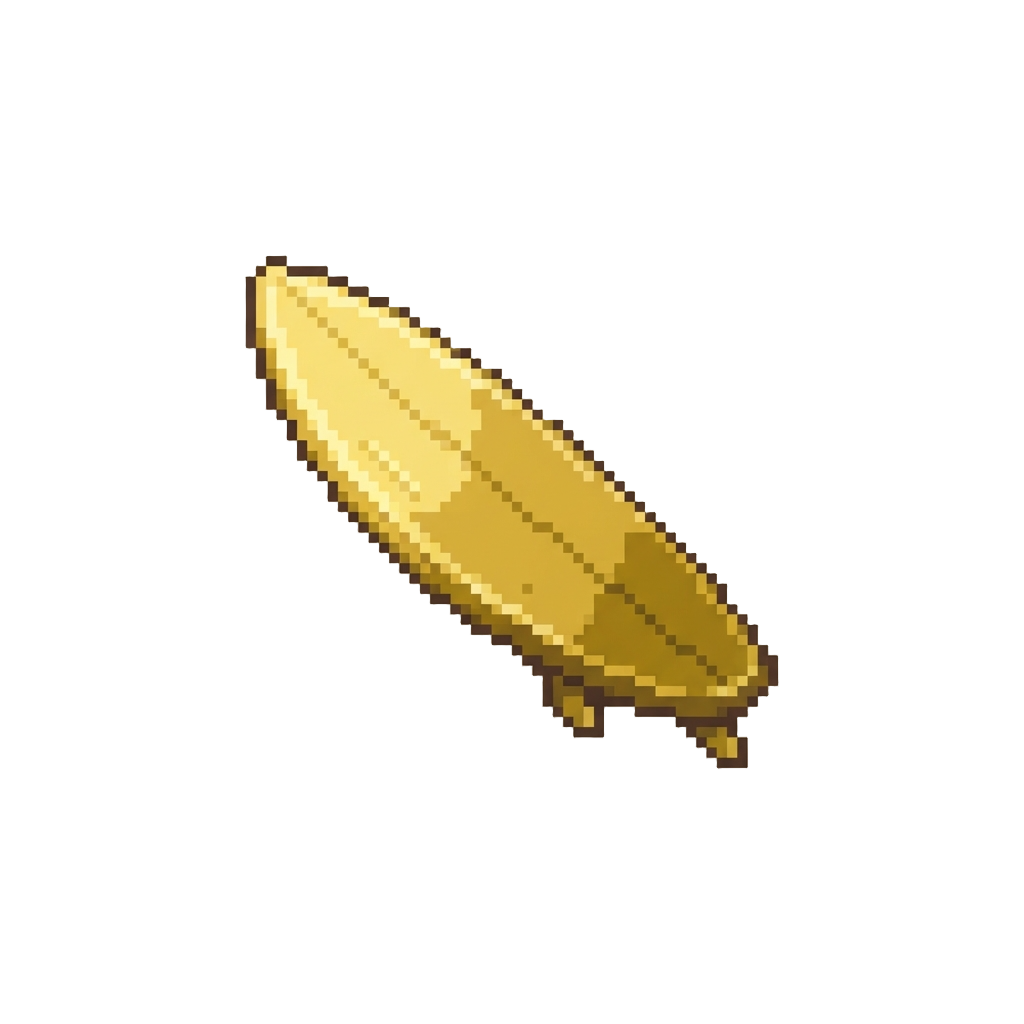 A Sleek Golden Mirror-finish Surfboard