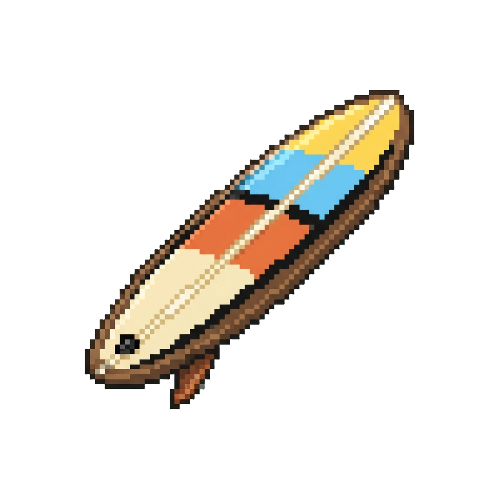 A Retro Striped Surfboard