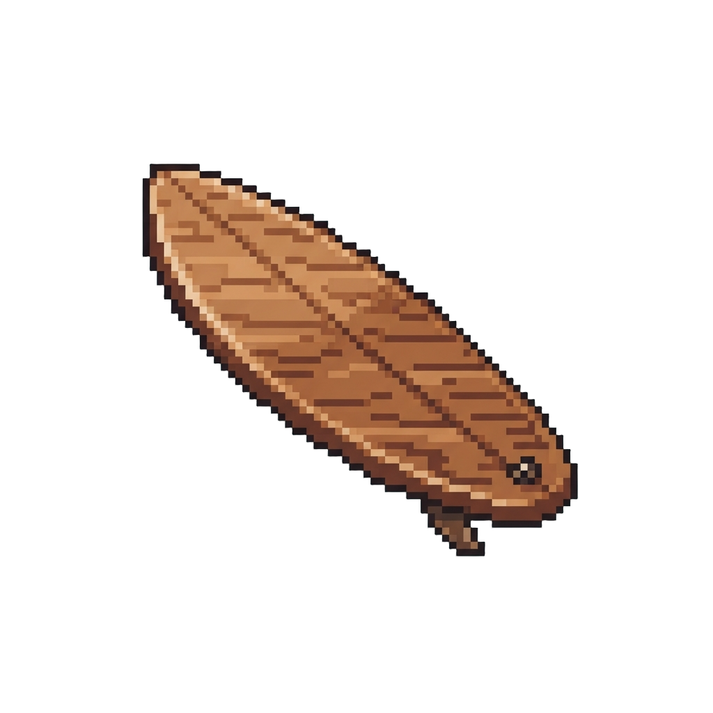 A Polished Teak Wooden Surfboard