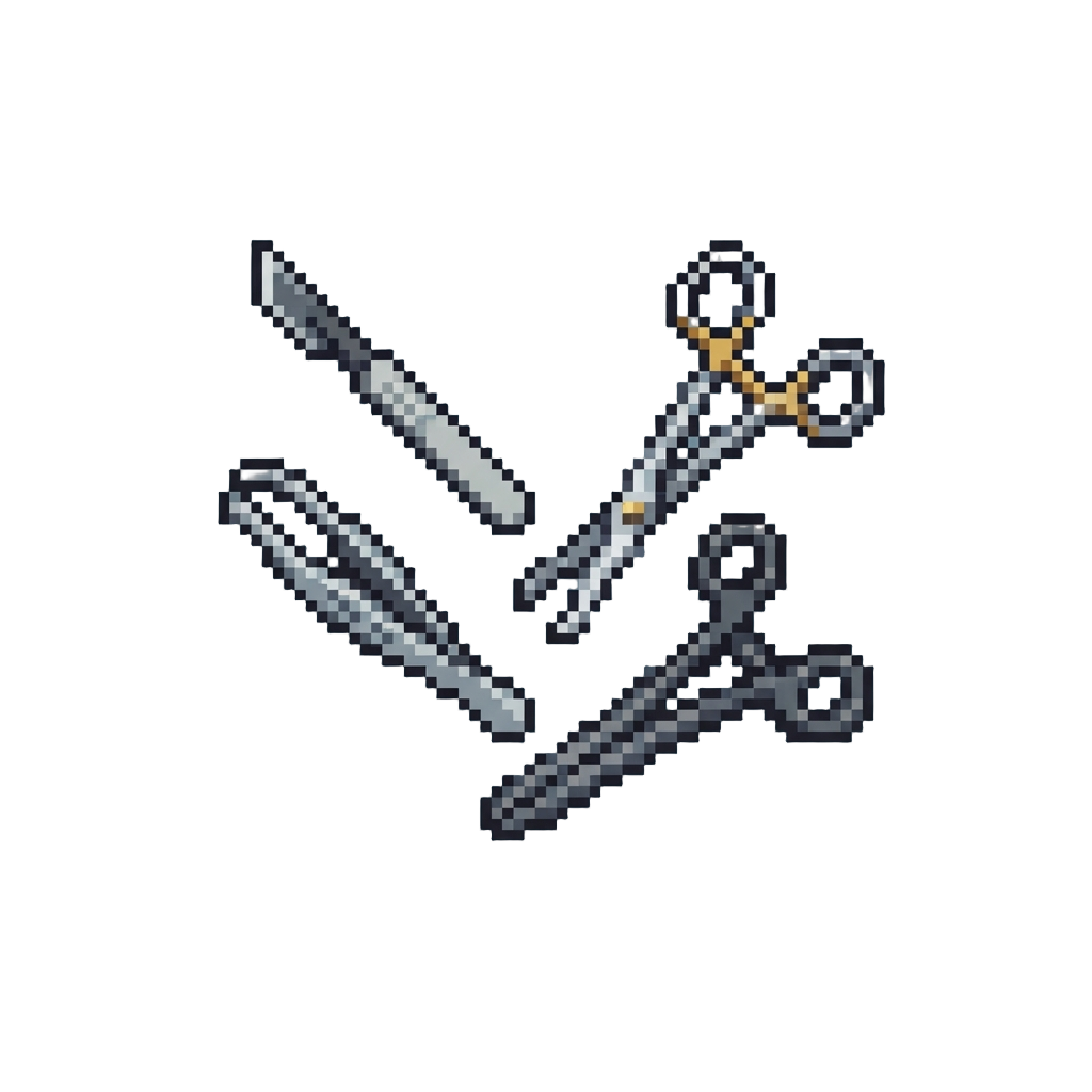 Floating Surgical Tools Spinning Around Them