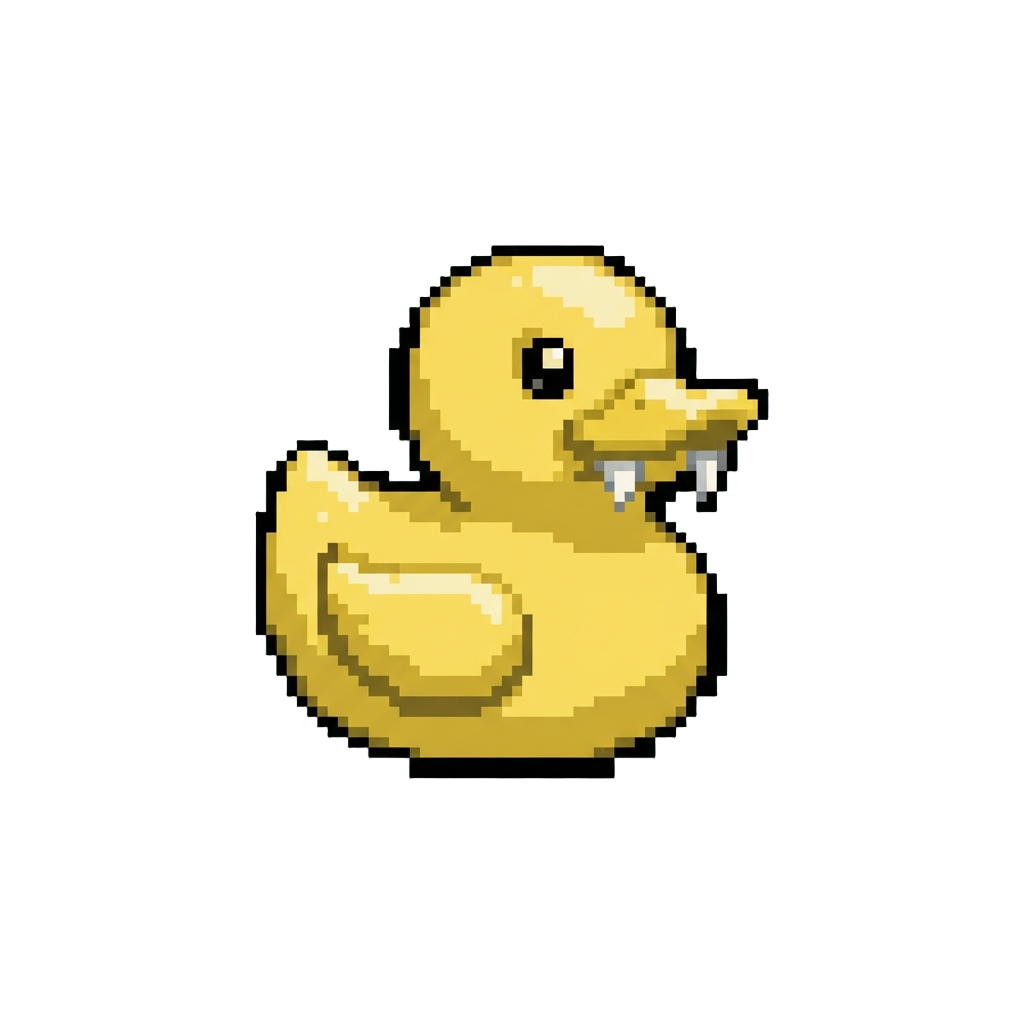 A Tiny Squeaky Rubber Duck with Vampire Fangs