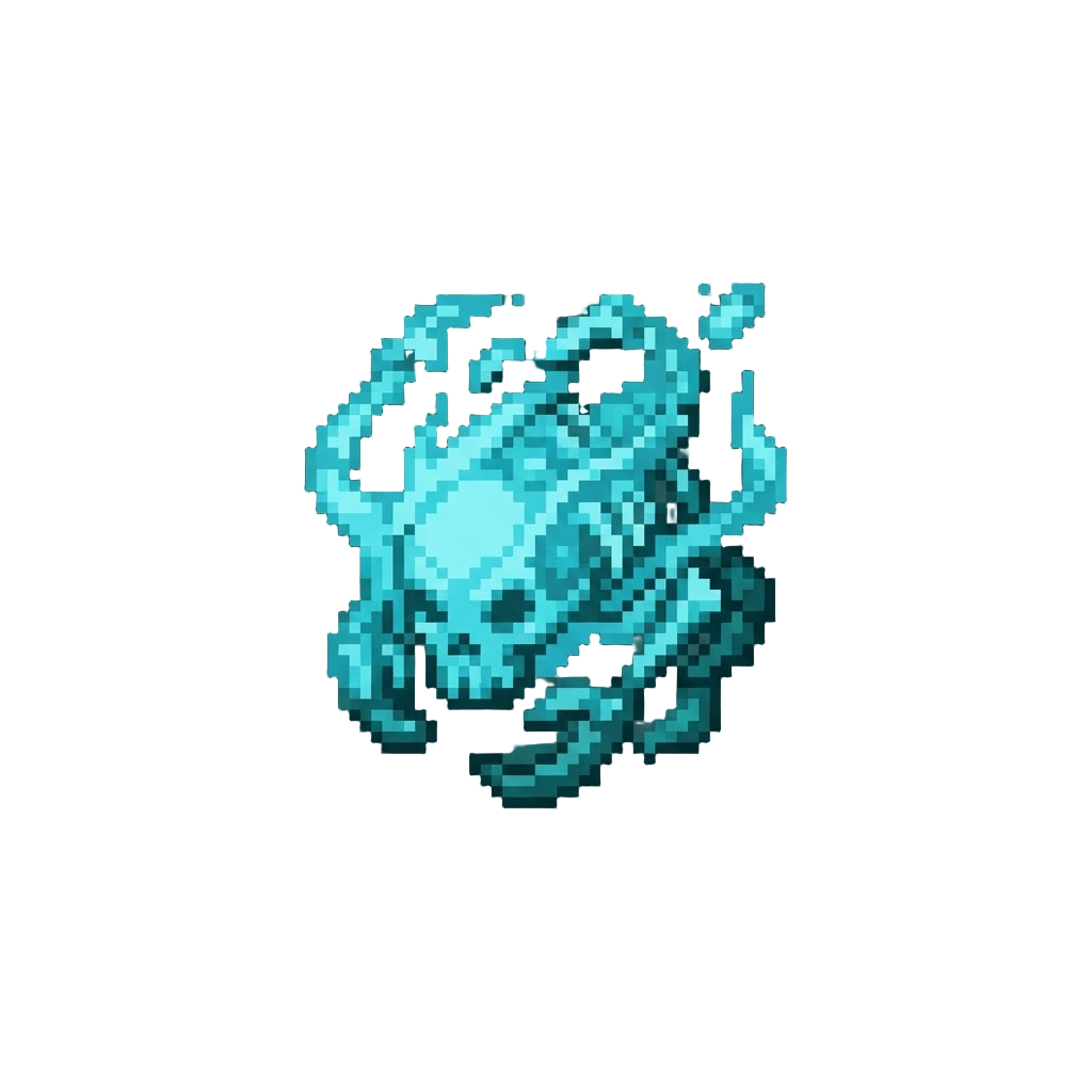 A Glowing Cyan Skeletal Haze