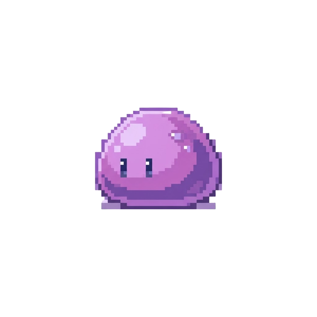 A Cute Glowing Purple Slime with Tiny Eyes