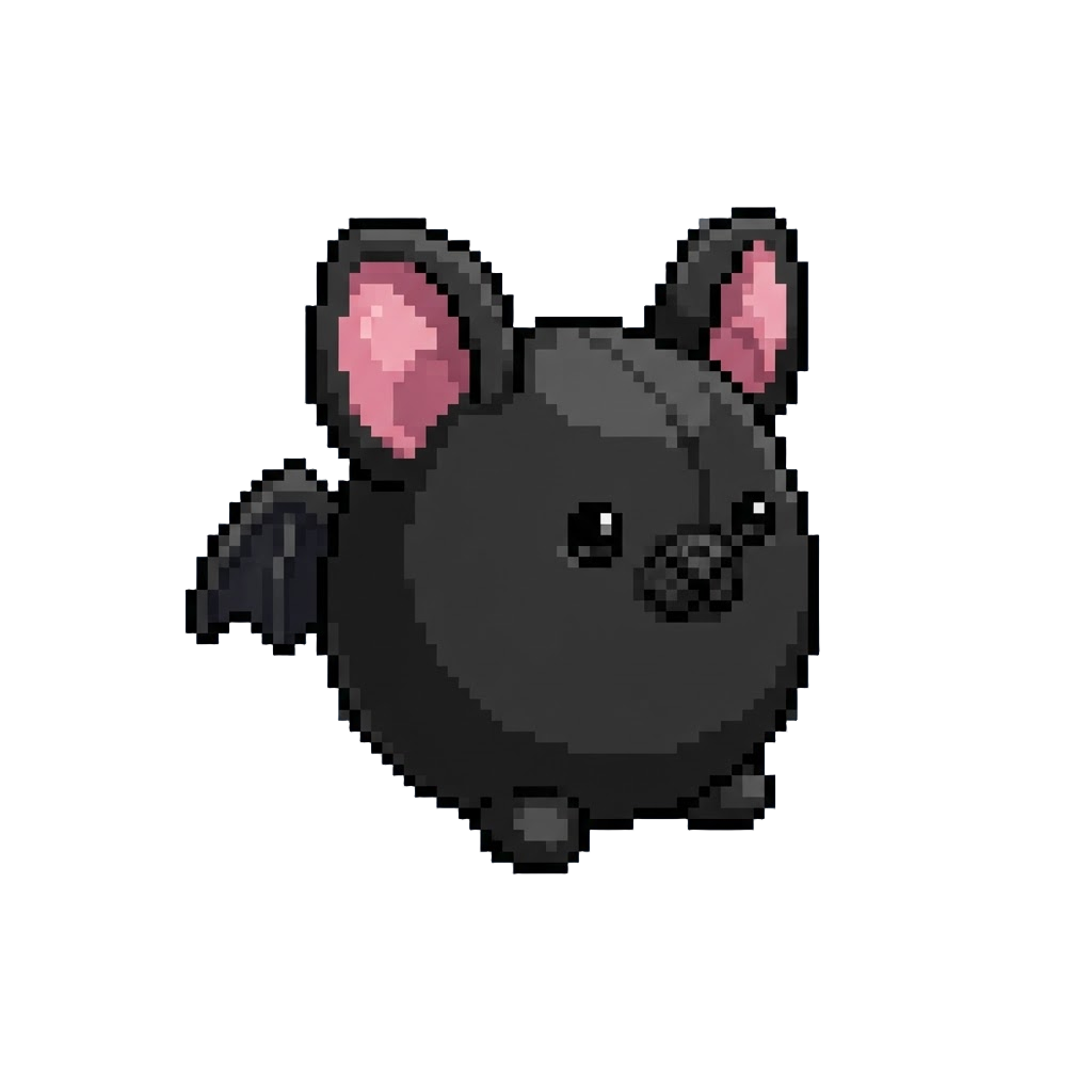 A Round Soft Black Plush Bat